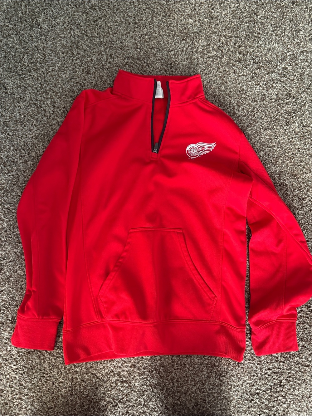 NHL Red Men's Half-Zip Pullover with White Winged Wheel Logo